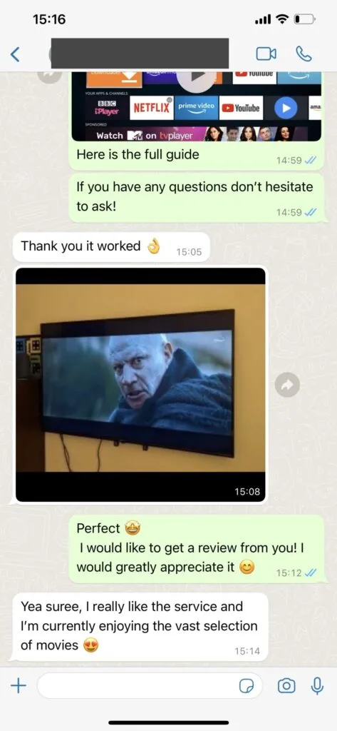 WhatsApp customer chat feedback 1