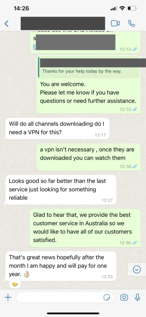 WhatsApp customer chat feedback 3